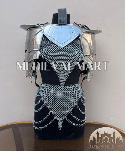 MEDIEVALMART (Velmora Siege) Women’s Armor With (Duskblade) Chainmail Armor
