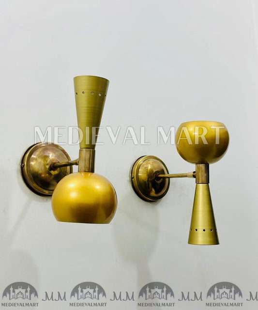 MEDIEVALMART Mid Century Handmade Brass Wall Sconces: Mid-Century Modern Italian Style