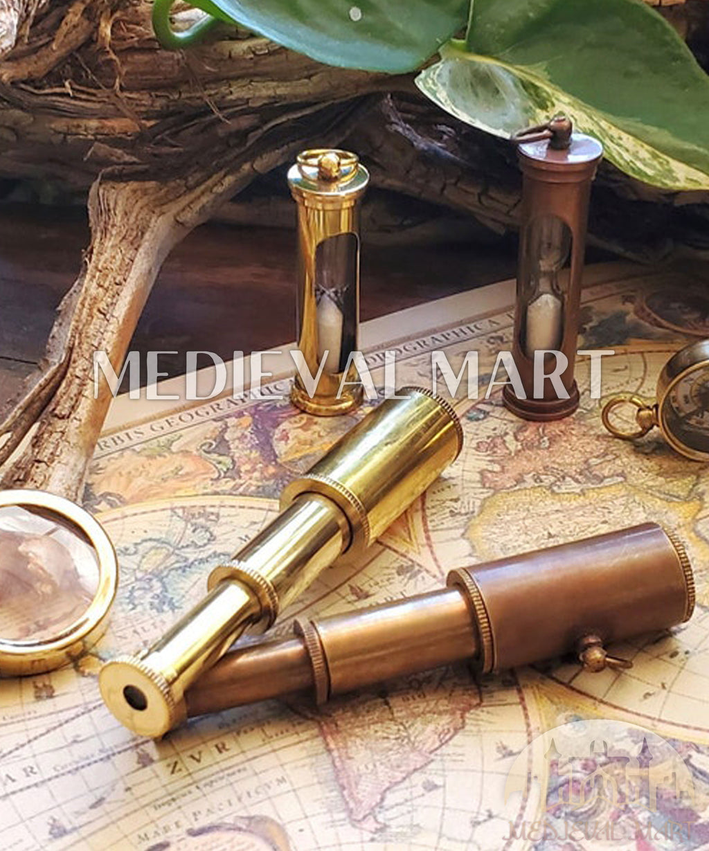 MEDIEVALMART Nautical Miniature Brass Telescope: Steampunk Nautical Spyglass Pendant