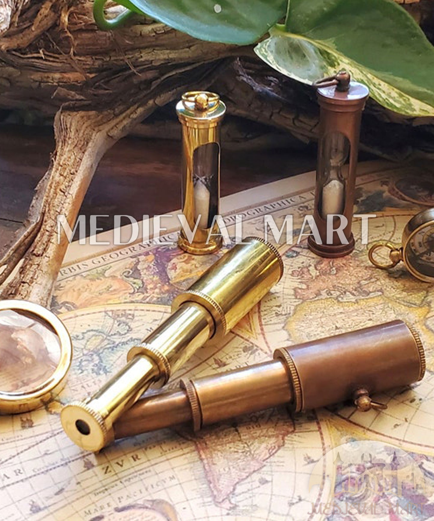 MEDIEVALMART Nautical Miniature Brass Telescope: Steampunk Nautical Spyglass Pendant