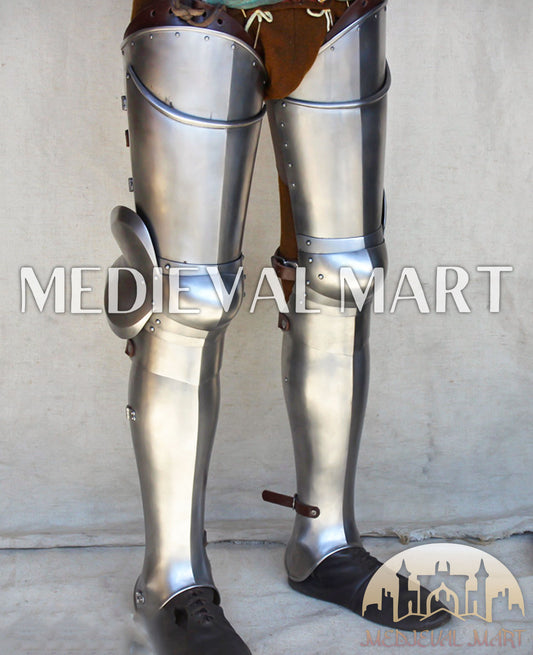 MEDIEVALMART European Greaves Knight English Legs Armor "Buff Polish"