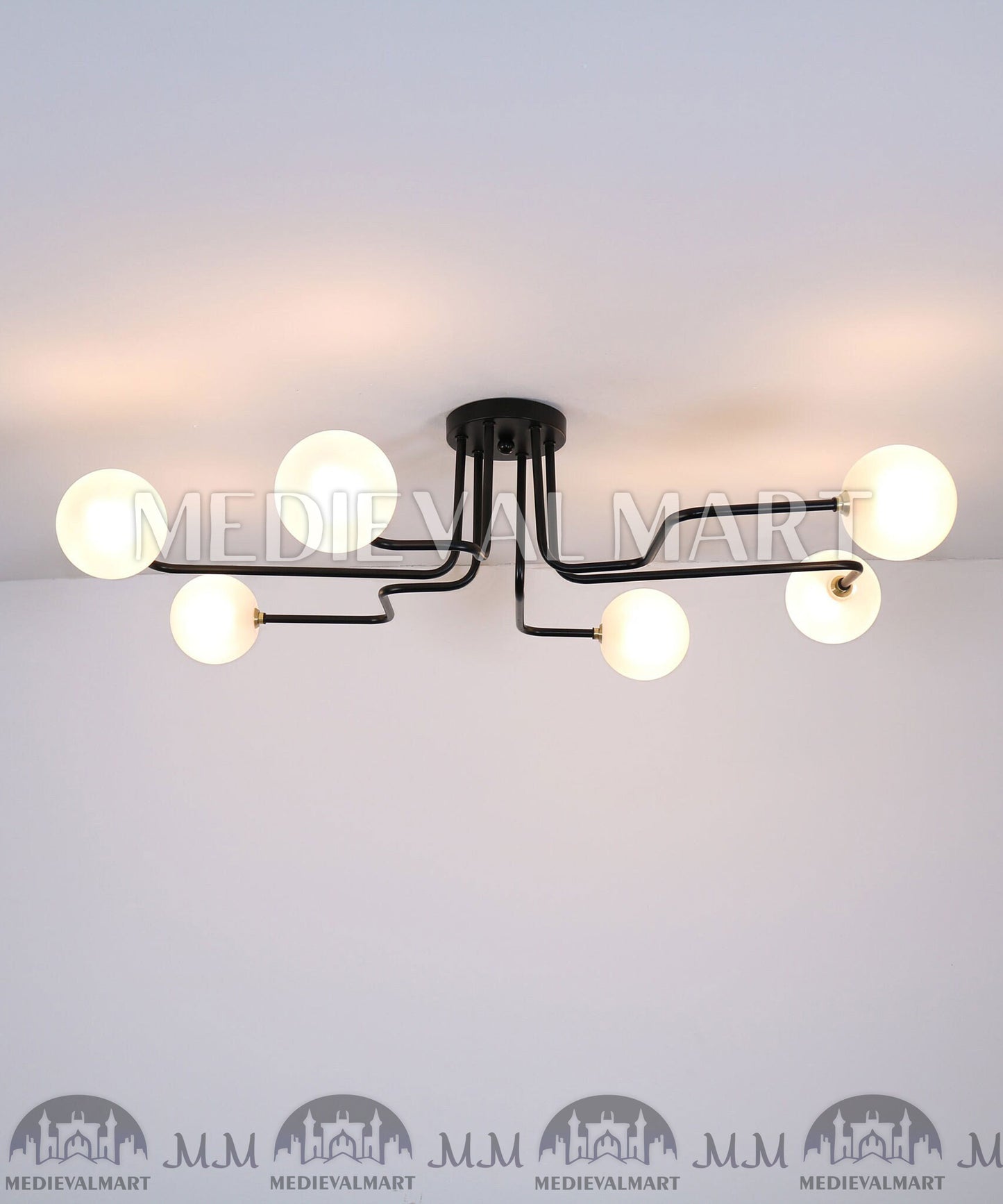 MEDIEVALMART Minimal Mid Century Light, Elongated Lamp, Ceiling Light Fixture