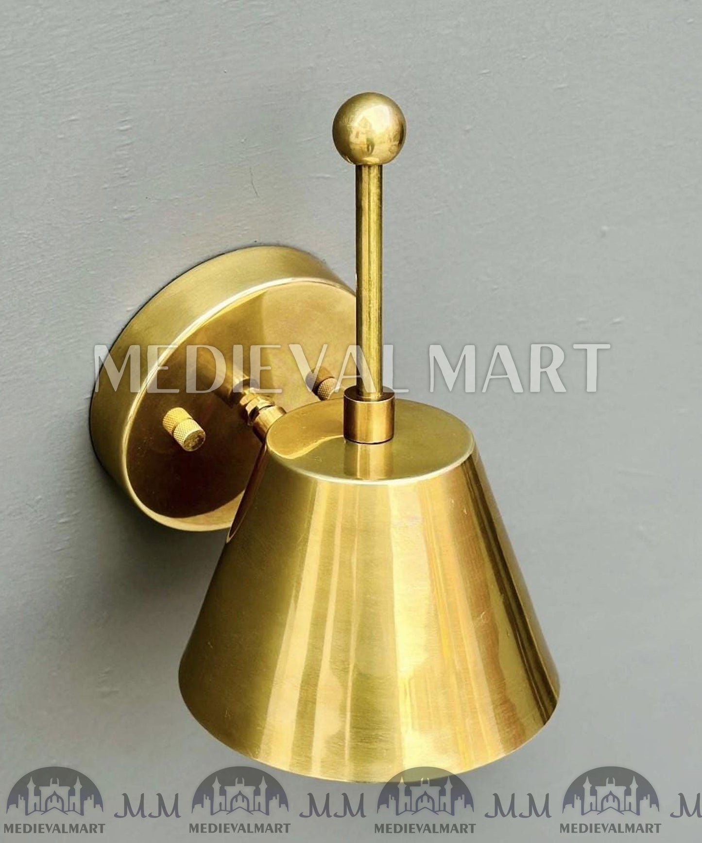MEDIEVALMART Brass Wall Sconce: Gothic Mid Century Modern Vanity Light Fixture