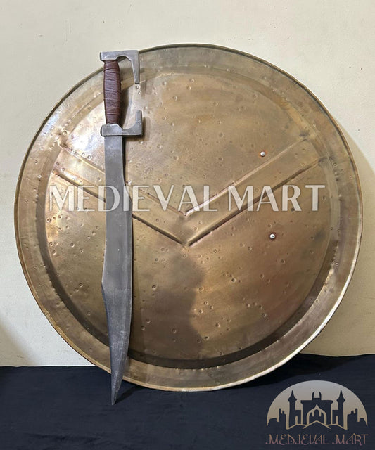 MEDIEVALMART 300 Movie Spartan Shield Replica ORG Finish W/H Sword | Gift for Dad