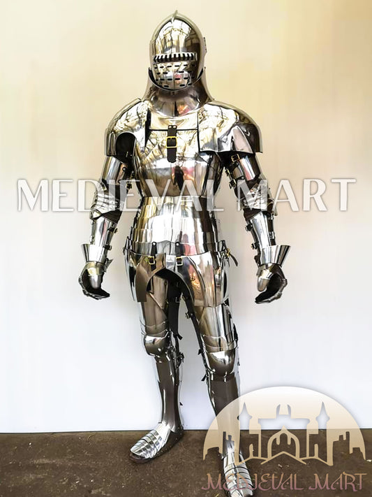 MEDIEVALMART Medieval knight Full Plate Customised English Body Armor With Viking Axe Weapon