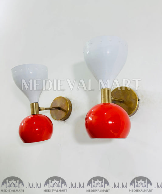 MEDIEVALMART Modern Brass Italian Diabolo Plug in Wall Sconce Light Fixture Bedside Vanity Lighting