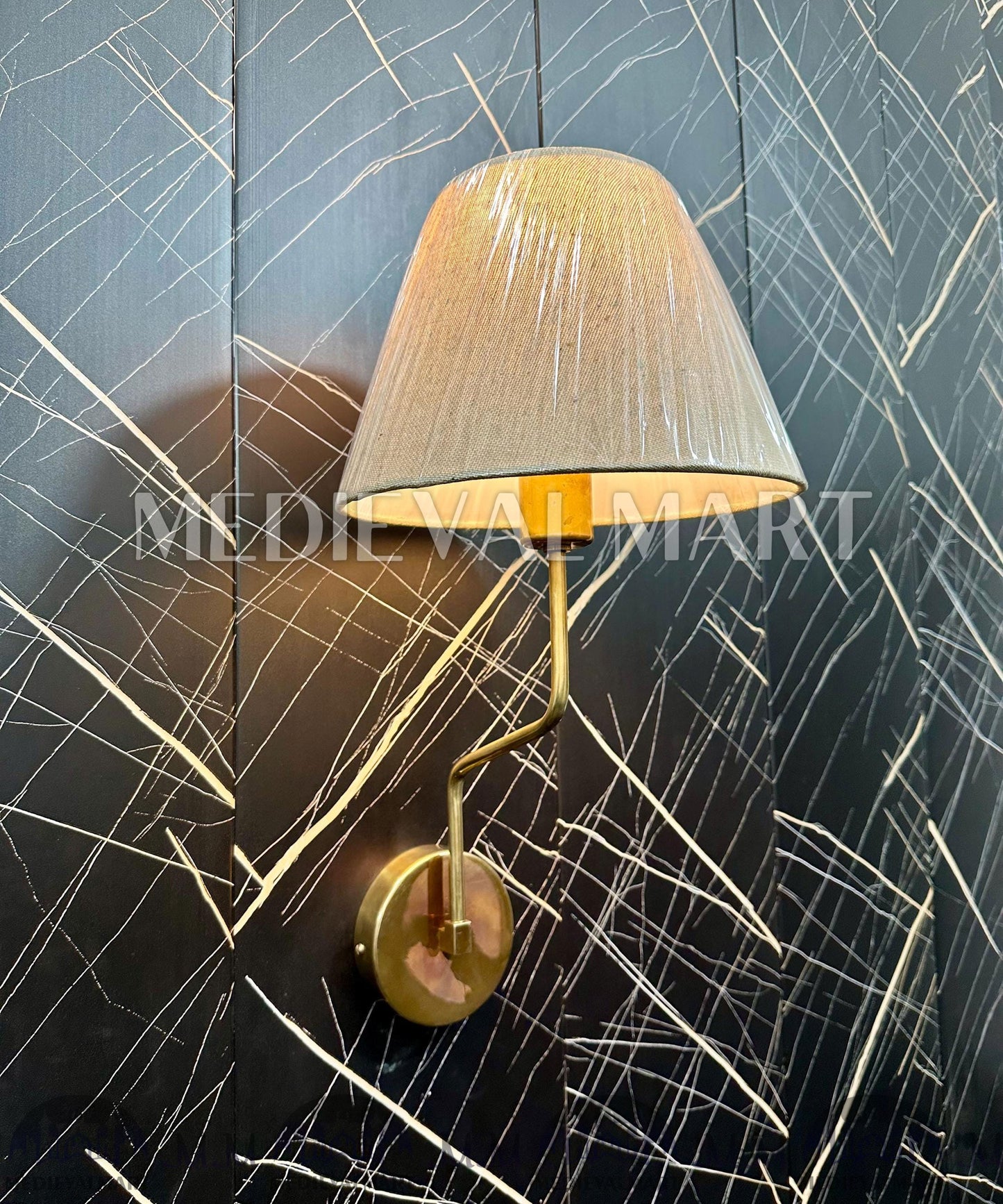 MEDIEVALMART Modern Brass Shade Wall Lamp: Minimalist Bedroom Sconce