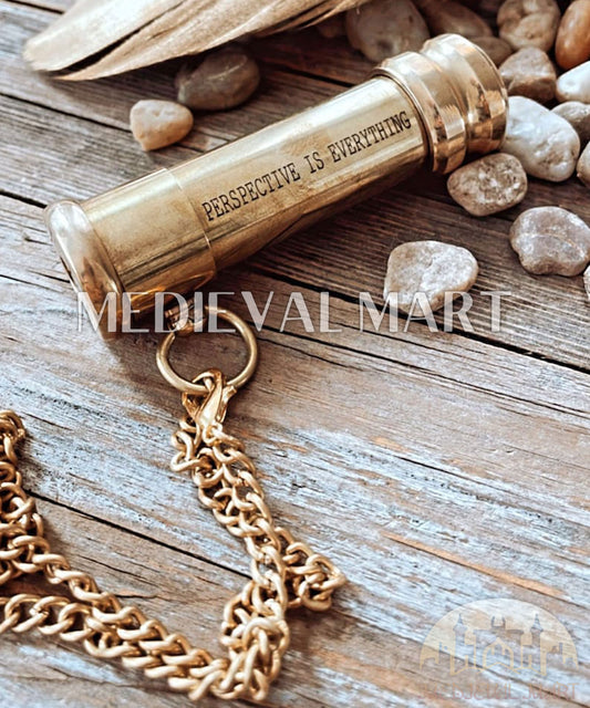 MEDIEVALMART Silver or Gold Custom Engraved Mini Kaleidoscope Necklace