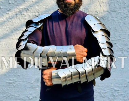 MEDIEVALMART Gladiator Warrior Double Arms Shoulder Armor - Pad LARP Armor