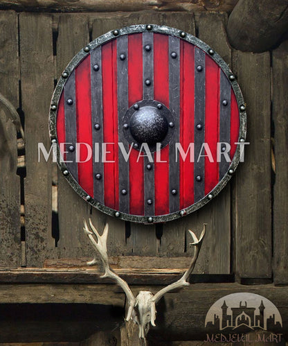 MEDIEVALMART Viking's Valhalla King Bjorn Ironside  Authentic Battleworn Viking Wooden Shield | Gifts For Dad