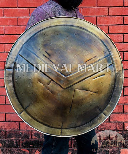 MEDIEVALMART Medieval "300 Moive" Spartan Battle Damage Shield War Finish Halloween Gift for Dad - 300 Props