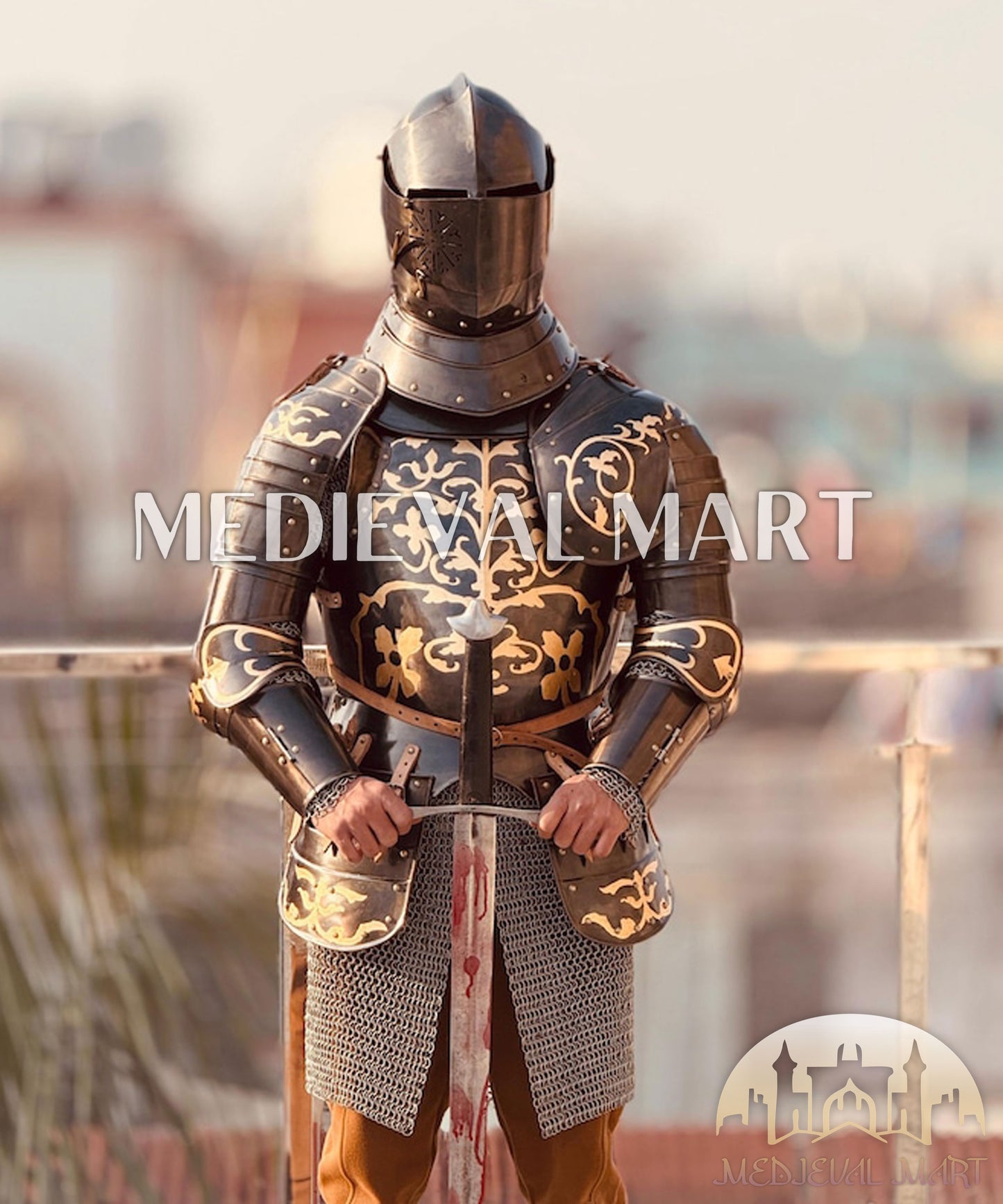 MEDIEVALMART Anton Peffenhauser's Competition Knight Steel Half Body Armor Suit