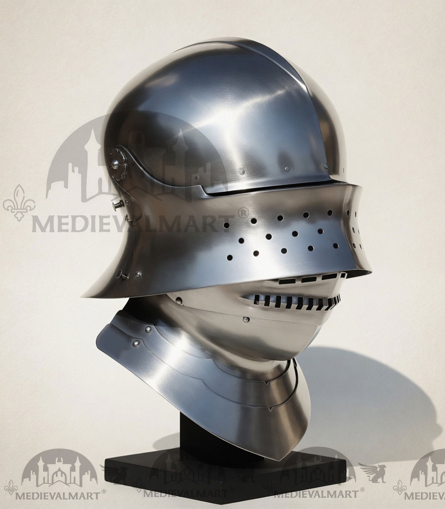 MEDIEVALMART 15 Century German Knight Closed Medieval Sallet Helmet With Neck Armor
