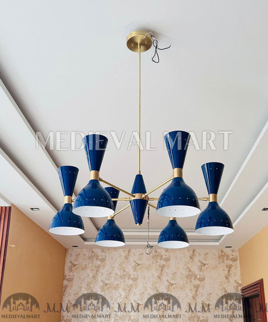 MEDIEVALMART Handcrafted Brass Sputnik Chandelier | Mid Century Modern 12-Light Fixture