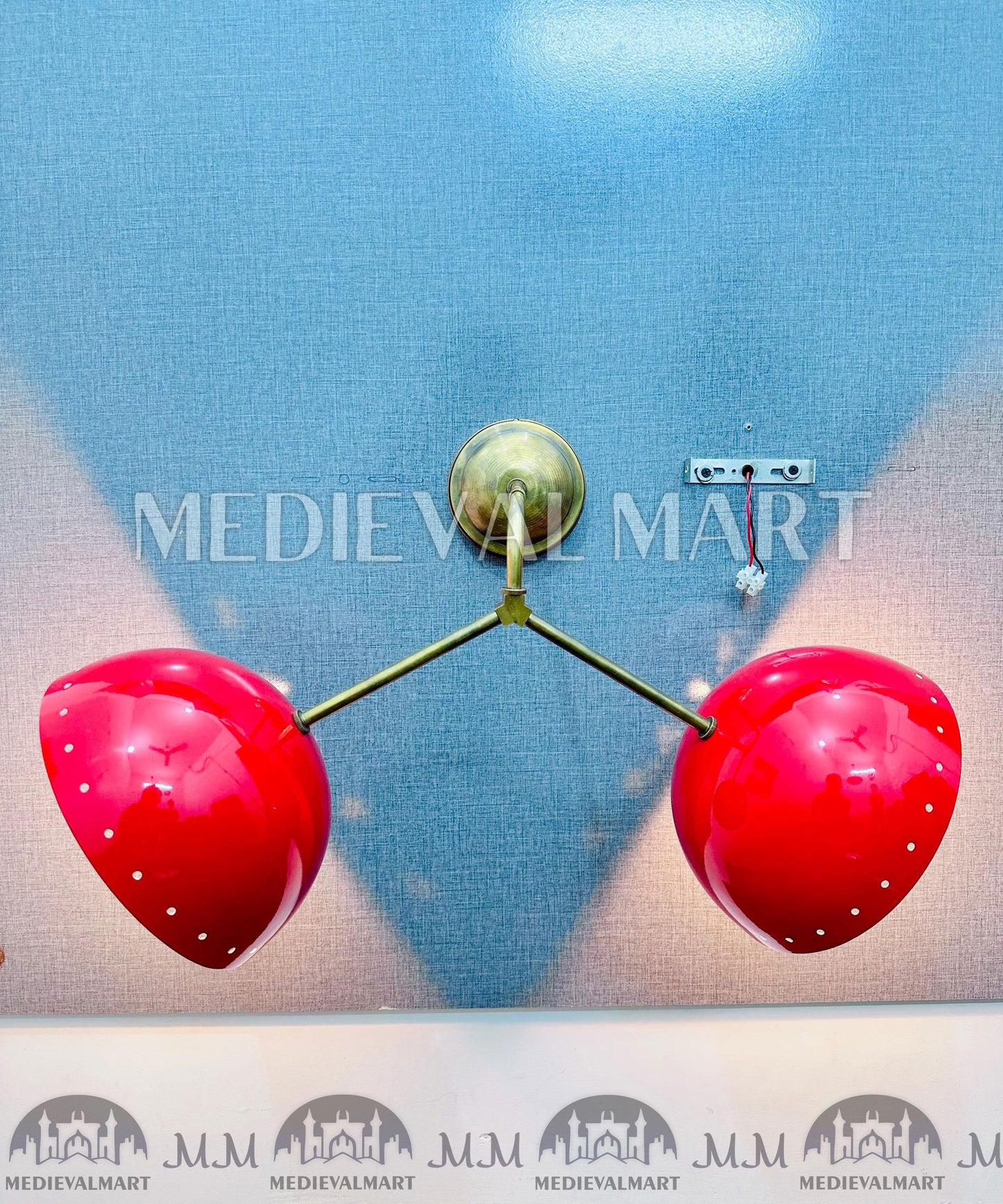 MEDIEVALMART Custom Brass Diabolo Wall Sconce: Mid-Century Italian Lighting Fixture