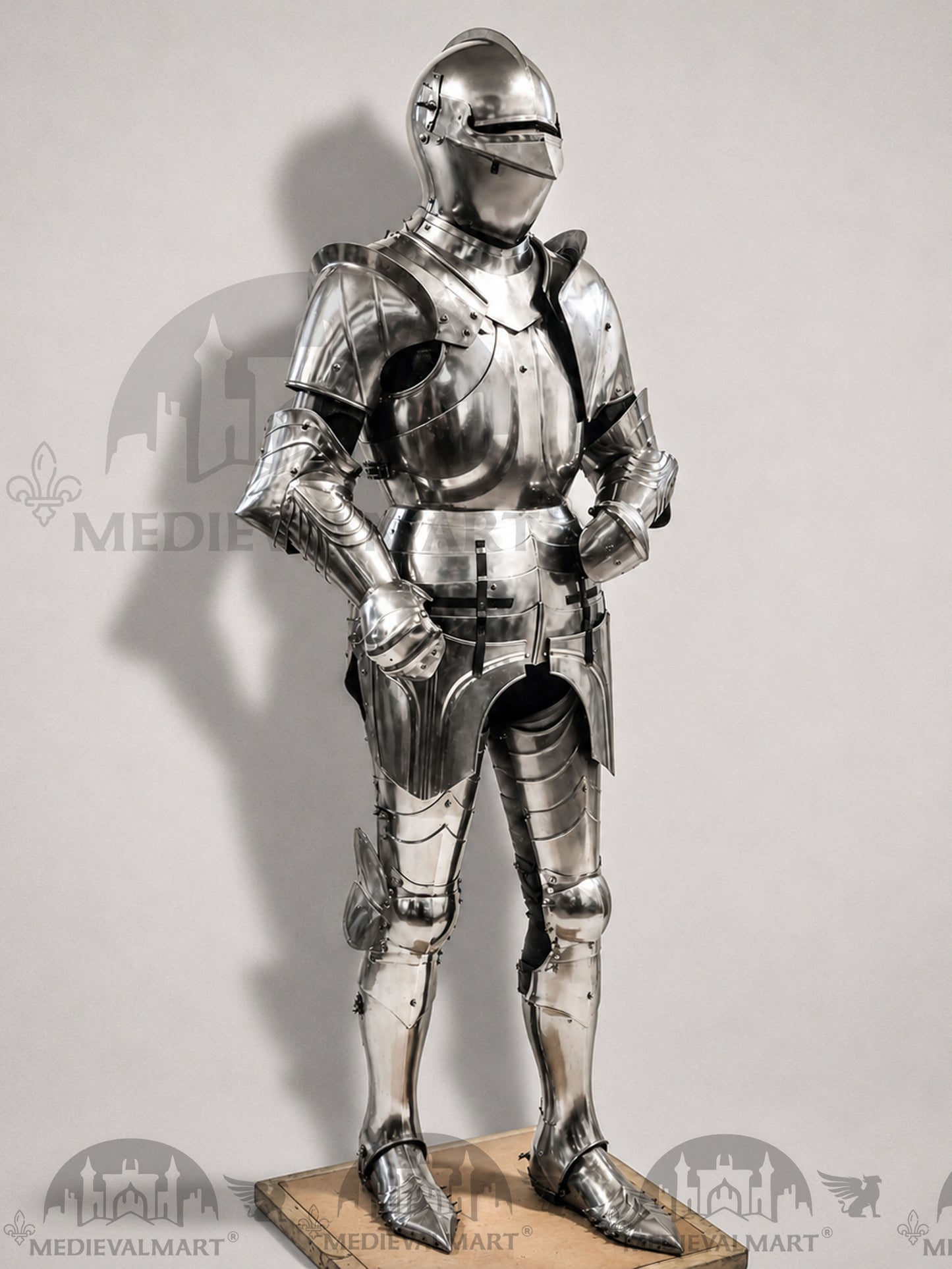 MEDIEVALMART Armadura de combate medieval de caballero del siglo XV sin pulir para un toque antiguo