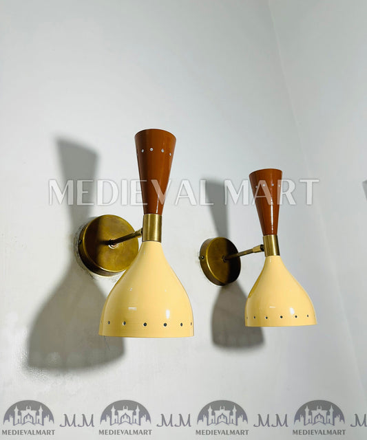 MEDIEVALMART Beige & White Mid Century Italian Adjustable Lamp Light Kitchen Wall Hanging