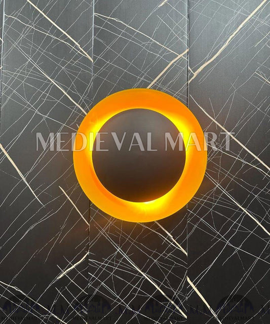 MEDIEVALMART Modern Brass Round Wall Lamp: Handcrafted Sconce Lighting