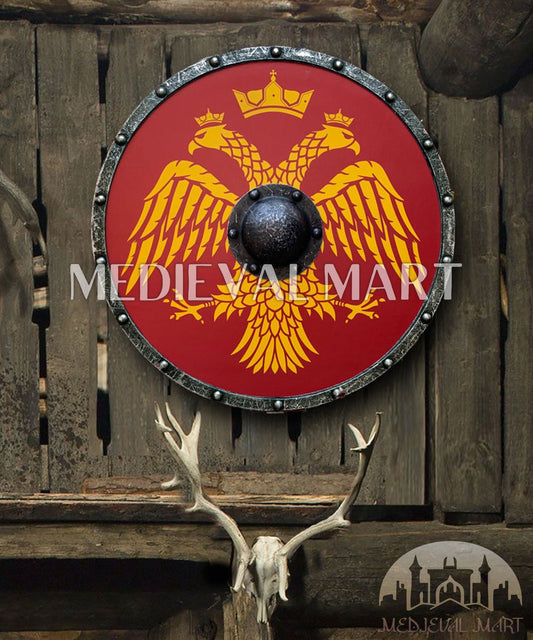 MEDIEVALMART Viking's Valhalla Byzantine Eagle Varangian  Authentic Battleworn Viking Wooden Shield | Gifts For Dad