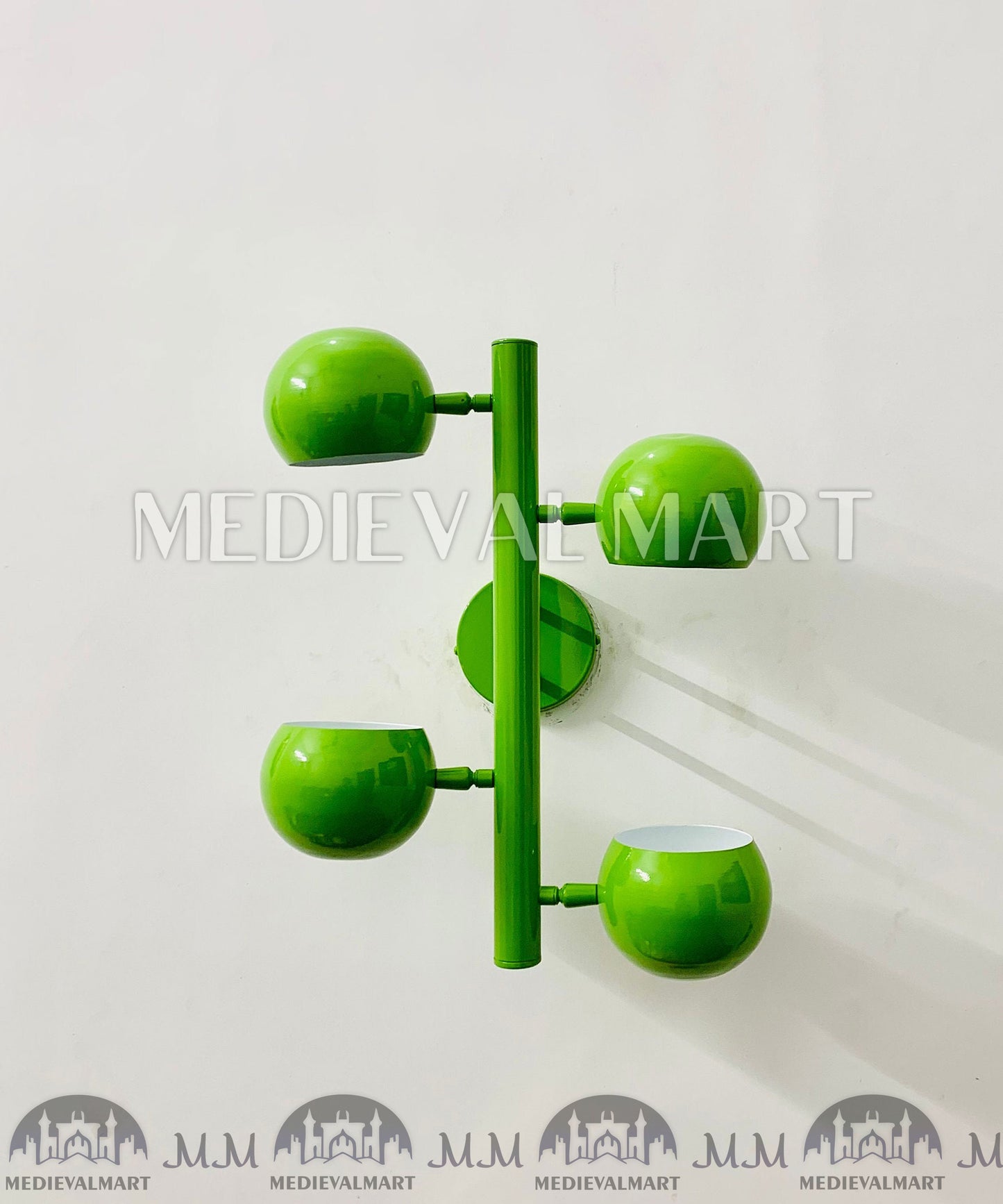 MEDIEVALMART Mid Century Green Brass Wall Sconce: Italian Diabolo Style Light