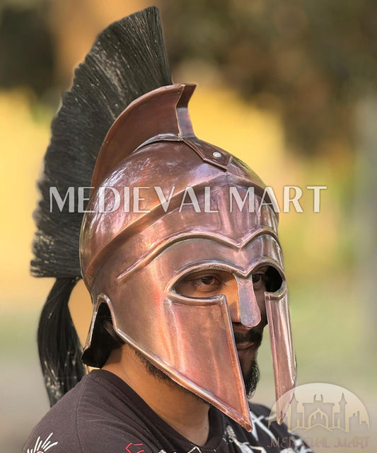 MEDIEVALMART "4th Cen BCE" Greek Hoplites Corinthian Bronze Finish Helmet W/H Free Stand | Greek Props