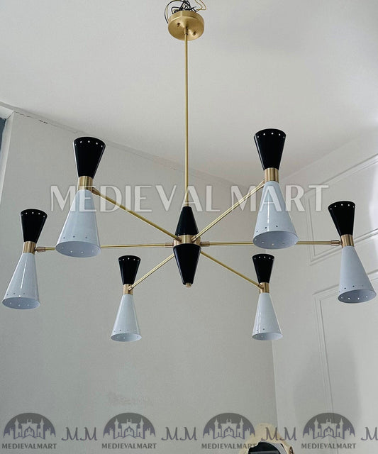 MEDIEVALMART Italian Handcrafted Brass Sputnik Chandelier Modern Stilnovo Light Fixture