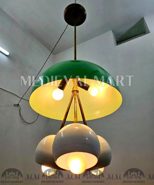 MEDIEVALMART Custom Brass Sputnik Chandelier: Mid Century Modern 6-Light Pendant