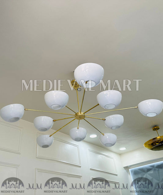 MEDIEVALMART Handcrafted Brass Sputnik Chandelier - Mid Century Modern Italian Design