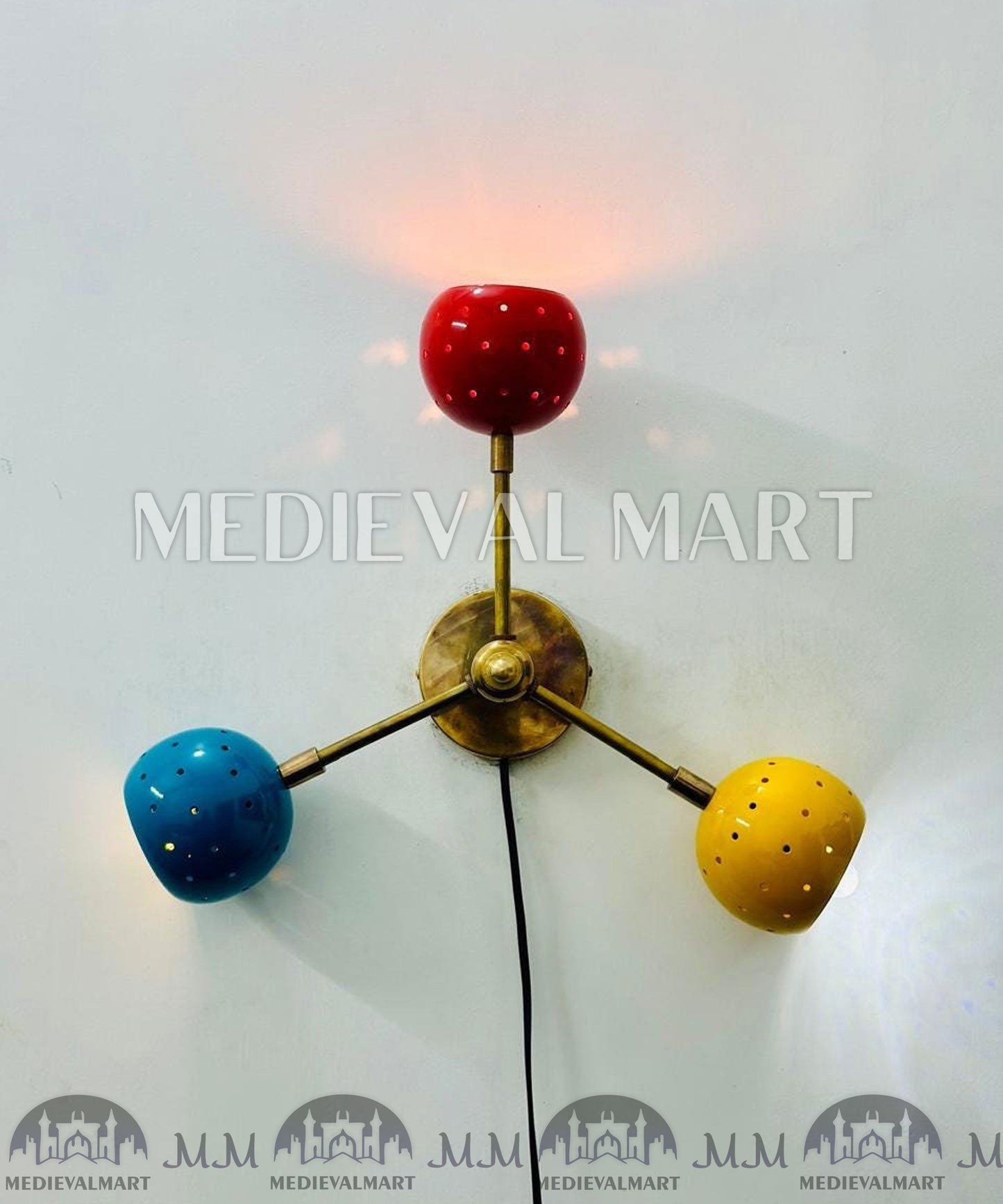 MEDIEVALMART Modern Brass Sputnik Wall Sconce: Multi Color Starburst Light