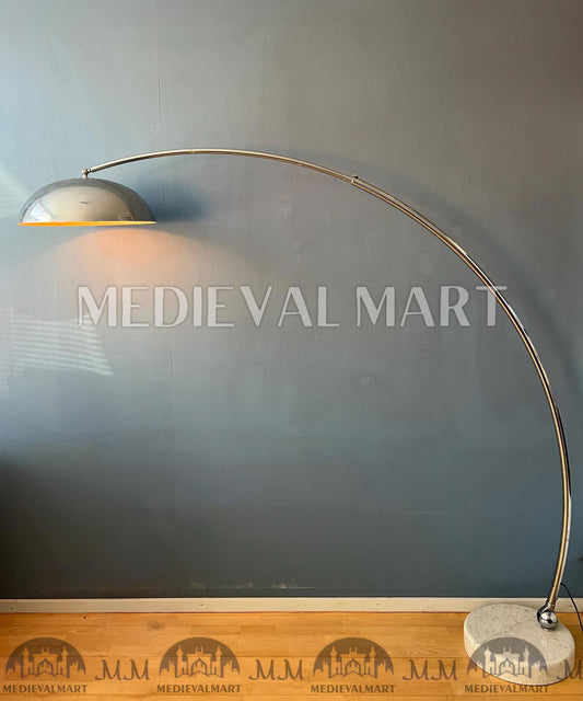 MEDIEVALMART Vintage Italian Space Age Arc Floor Lamp with Metal Shade