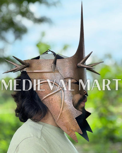 MEDIEVALMART Bronze Finish Nazgul Helmet W/H Free Stand | LOTR Props