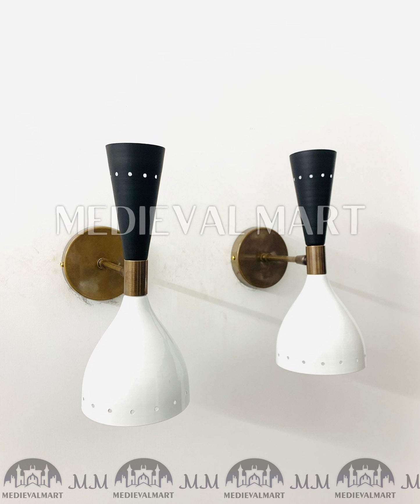 MEDIEVALMART 1950's Mid Century Wall Sconce Diabolo Pair of Modern Italian Wall Lights Fixture