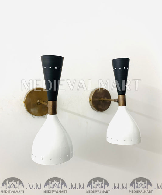 MEDIEVALMART 1950's Mid Century Wall Sconce Diabolo Pair of Modern Italian Wall Lights Fixture