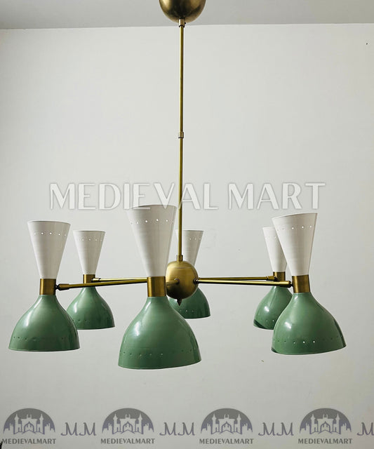 MEDIEVALMART Beautiful Mid Century Stilnovo Style Modern Brass Sputnik Chandelier (6 Arms 12 Light)