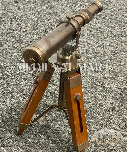 MEDIEVALMART Nautical Handmade Antique Telescope With Brass Tripod Telescope Gift for Dad