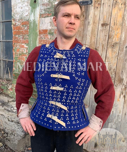MEDIEVALMART 1300-1430 Historical Renaissance PREMIUM Blue Brigandine Plates Armor Type Royal  Wimbledon, Cosplay Jacket Gift for Him & Her