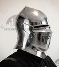 MEDIEVALMART Gothic Armet Helmet – Medieval Full Face Steel Helmet for LARP & Reenactment