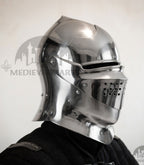 MEDIEVALMART Gothic Armet Helmet – Medieval Full Face Steel Helmet for LARP & Reenactment