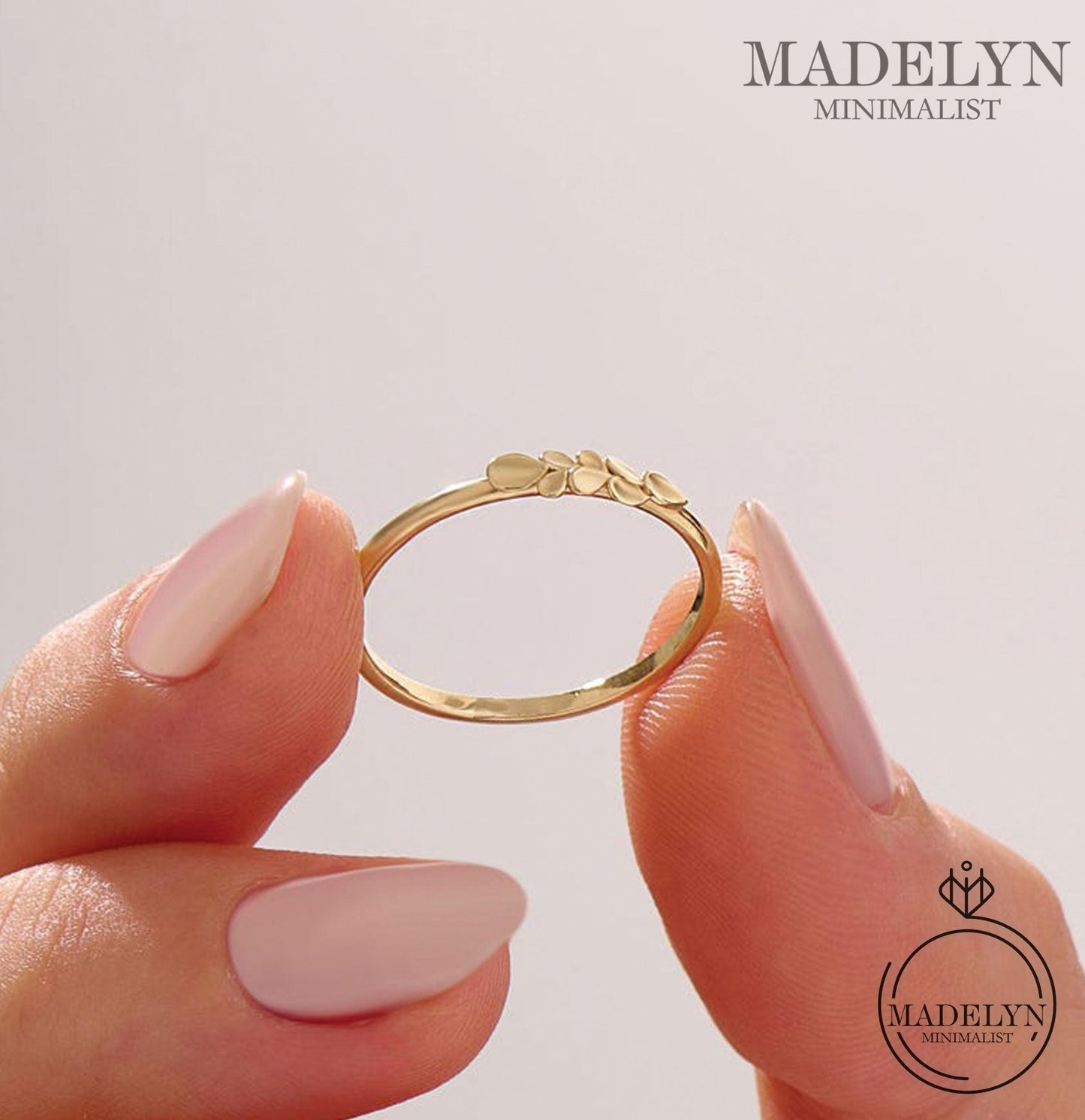 MADELYN MINIMALIST 14k Solid Gold Minimalist Flower Promise Ring | Gift For Girlfriend