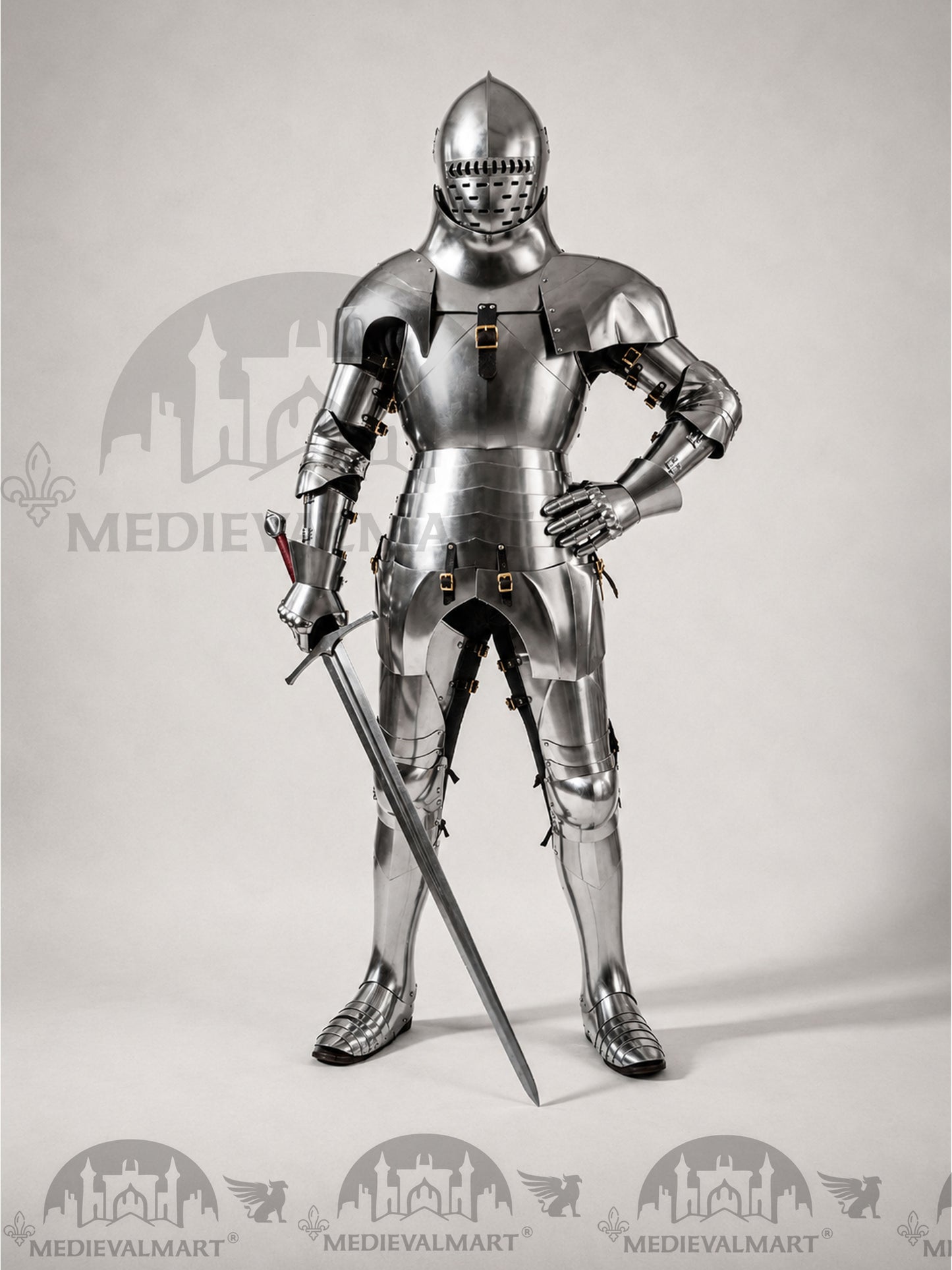 MEDIEVALMART Medieval knight Full Plate Customised English Body Armor With Viking Axe Weapon