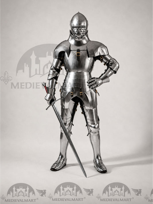 MEDIEVALMART Chevalier médiéval Armure de plaque complète personnalisée anglaise avec hache viking