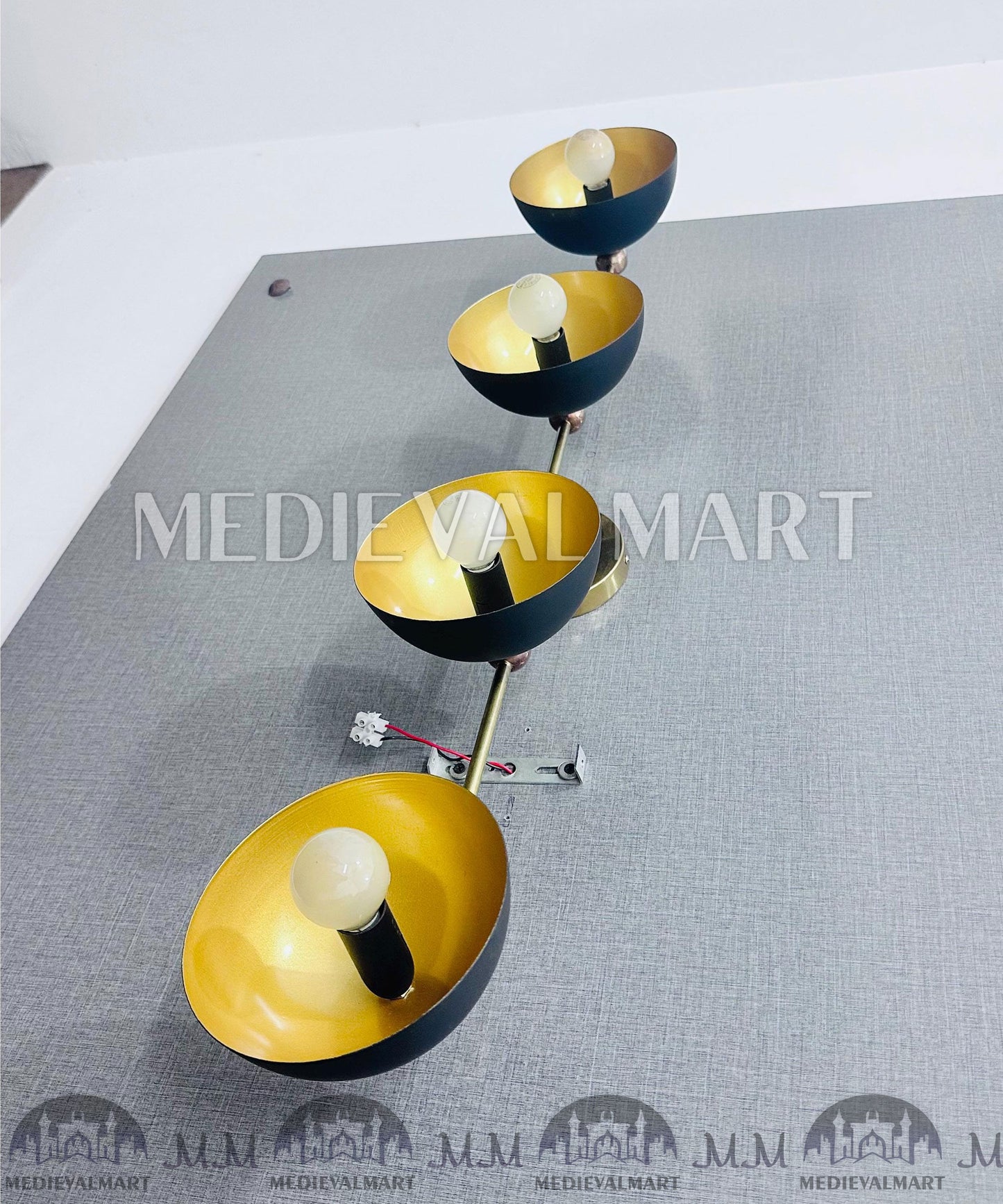 MEDIEVALMART Custom Brass 4-Bulb Vanity Light - Mid-Century Modern Wall Sconce