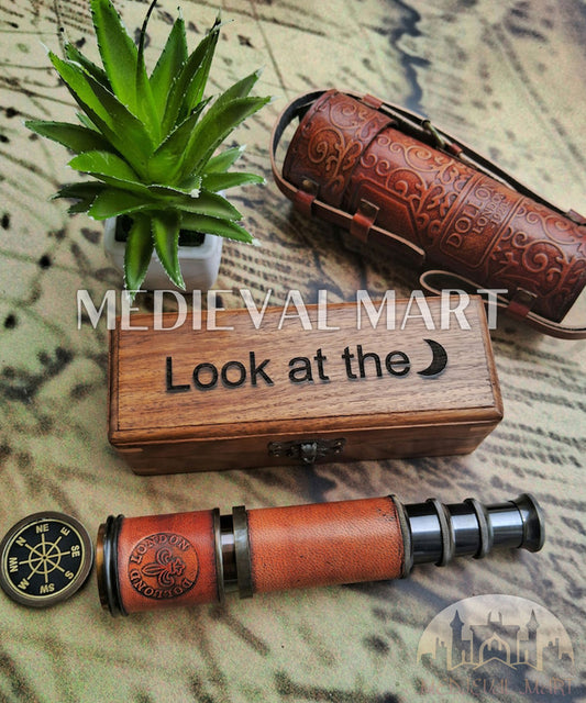 MEDIEVALMART Nautical Personalized Telescope for adults or kids pirate spyglass Gift for Dad