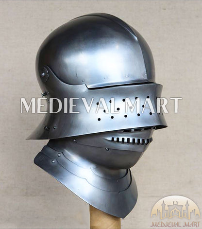 MEDIEVALMART 15 Century German Knight Closed Medieval Sallet Helmet With Neck Armor