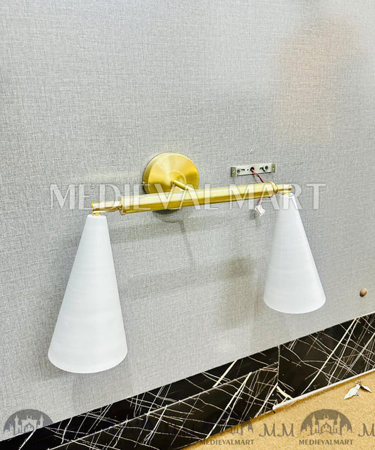 MEDIEVALMART Handmade Custom Brass Vanity Light: Mid-Century Modern Bathroom Sconce