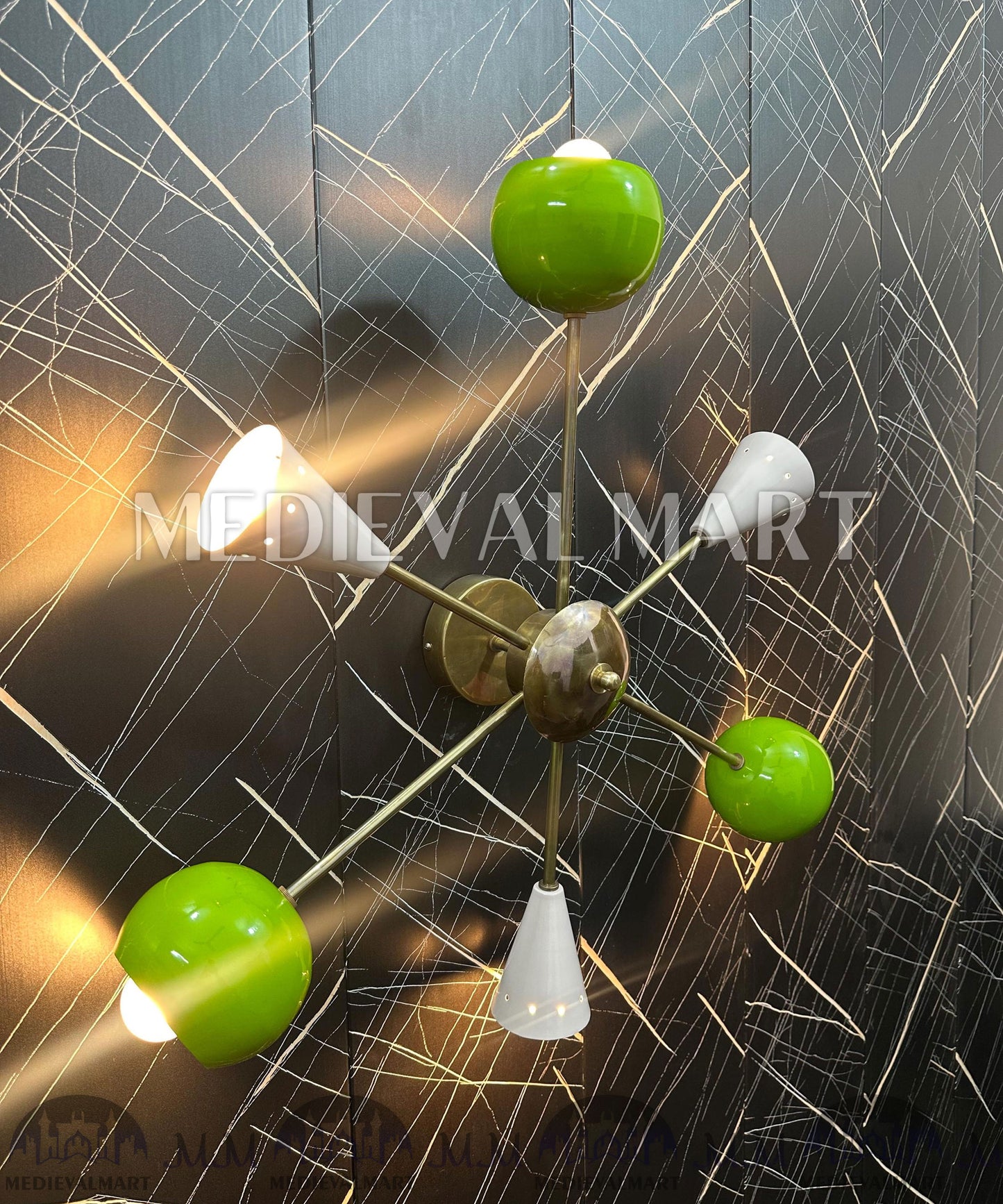 MEDIEVALMART Modern Brass Sputnik Wall Chandelier: Multicolor Eyeball Shade Lighting