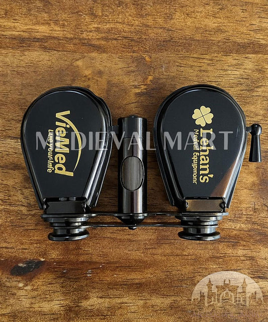 MEDIEVALMART Vintage Brass Opera Glasses W/H Embossed Leather Case, Steampunk Decor