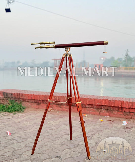 MEDIEVALMART Nautical Brass (40 Inch) Telescope on Adjustable Tripod Stand Gift for Dad