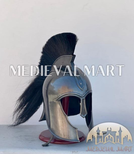 MEDIEVALMART "Achilles" Black Finish Trojan Warrior Helmet W/H Free Stand | Troy Props
