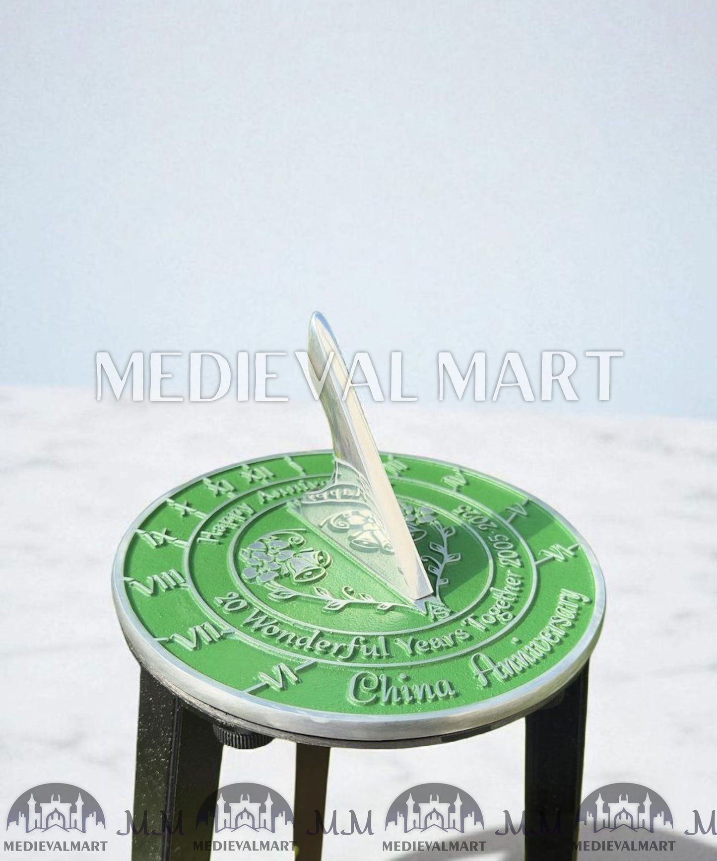 MEDIEVALMART 20th "Wonderful Years Together" Happy Anniversary Sundial Clock Best Gift For Anniversary Day